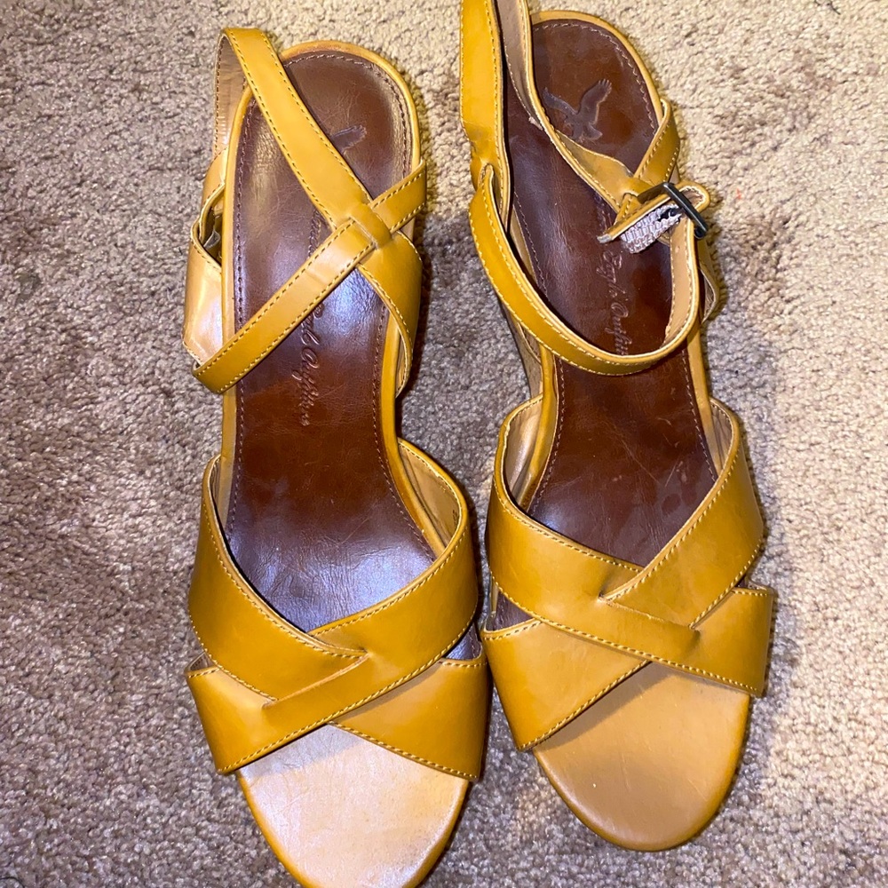 Size 11 Mustard Wedge Sandals brand New